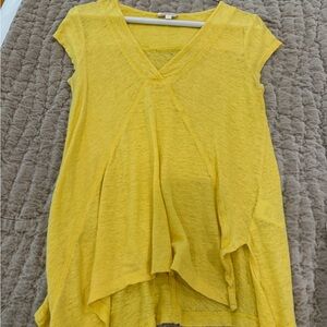 Meadow Rue Bright Yellow V-Neck Short Sleeve Tunic